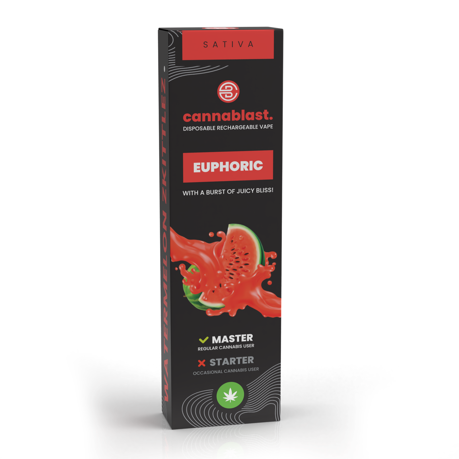 Cannablast Euphoric Watermelon Zkittlez Vape - 1ml Cannablast Euphoric Watermelon Zkittlez Vape - 1ml